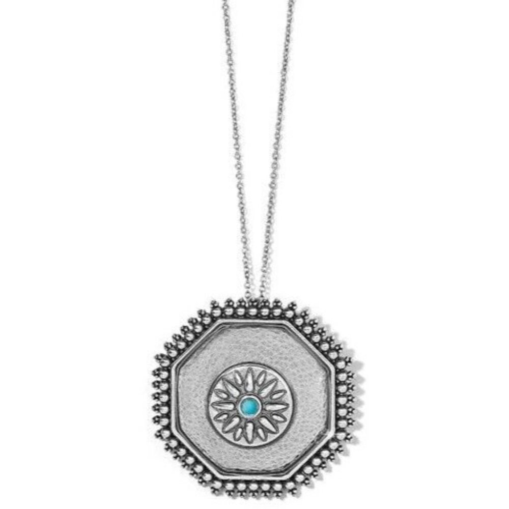 Brighton TELLURIDE WEST Turquoise Silver Octagon Pendant Necklace MSRP $78 NWT